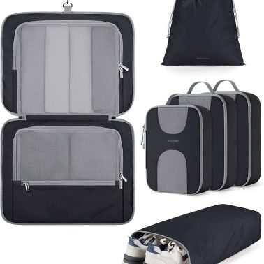 Hanging Travel Packing Cubes, 6 Set Large Travel Cubes for Women Cruise Ship Essentials, Suitcase Organizers